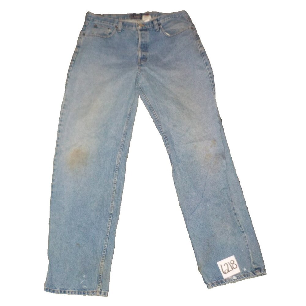 Old Rye Big & Tall Loose Fit Button Fly Men's 38 x 36 Blue Denim Work Jeans